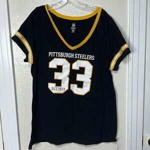 NFL Team Apparel 2X PITTSBURGH STEELERS Women's V-neck Top Shirt 2XL